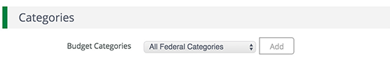 Categories Section: Budget Categories
