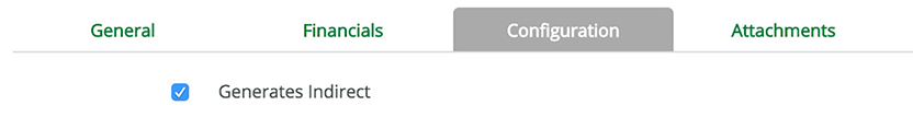 Configuration Tab Generates Indirect Checkbox